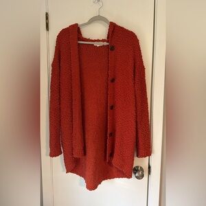 Cozy burnt  orange Textured Cardigan